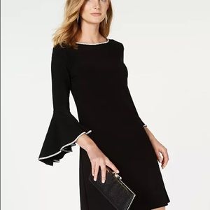 Rhinestone-Trim Bell-Sleeve Dress PETITE